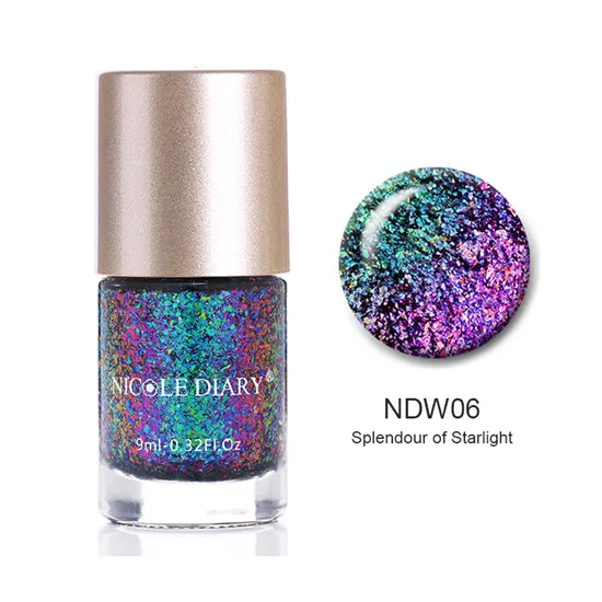 NDW06 NICOLE DIARY 9 мл хамелеон лак для ногтей красочные Wonderworld серии радужные хлопья лак для ногтей Блестки для нейл Арта(искусство украшения ногтей) Лак - Цвет: NDW06