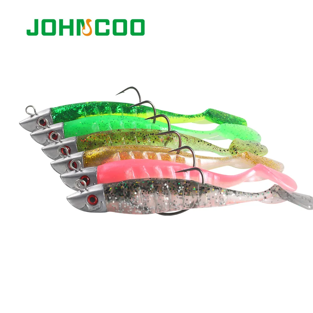 JOHNCOO 2019 NEW Jigging Soft Bait with Single Hook Fishing Lures 100mm/15.4g 120mm/26g Lead Head Jig Fish Sea Bass Lure | Спорт и