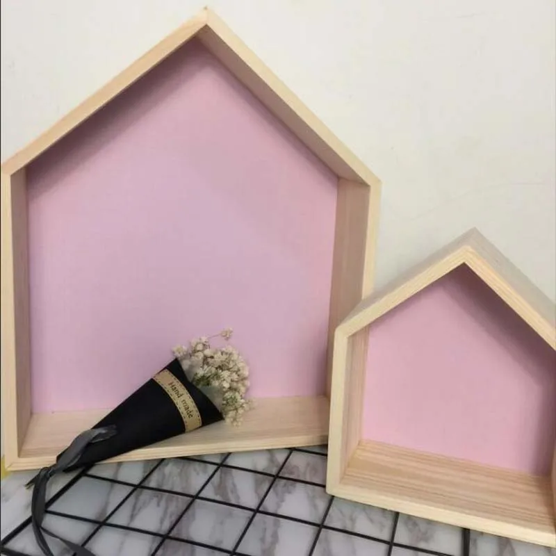 light purple 2 шт./компл. дом Форма украшения дома деревянные ремесел дома хранения Коробки в детской комнате декоративные подарки большой 35x30x8 см) с небольшой платформой 20x18x8 см - Цвет: light purple