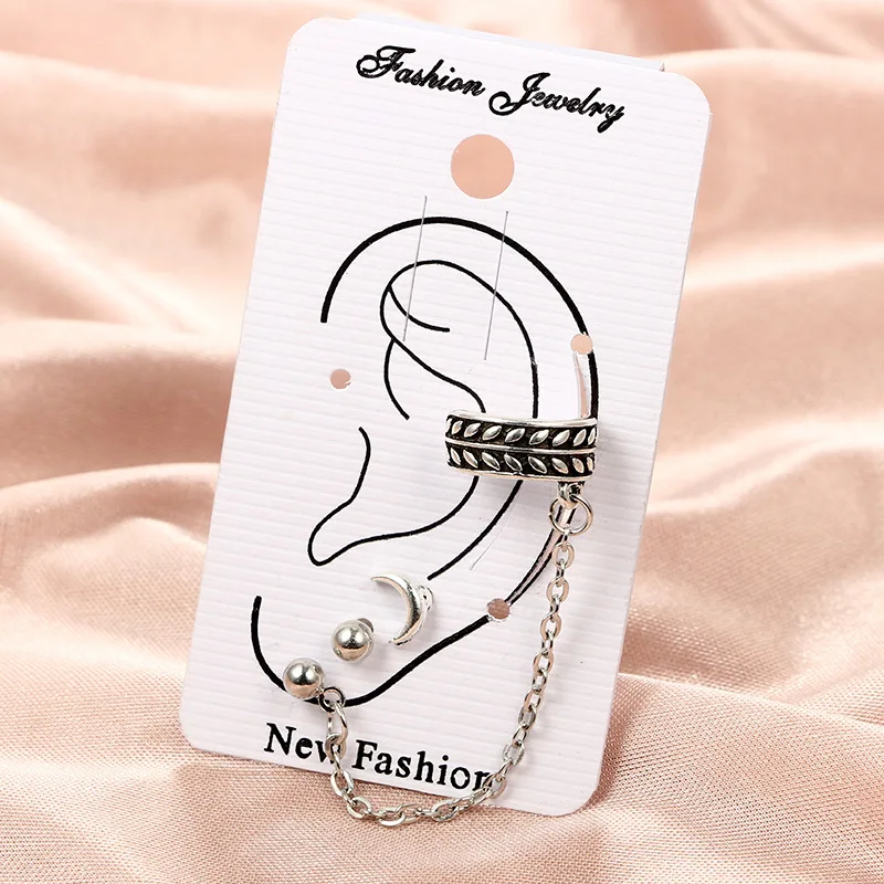 Tocona 3pcs/set Bohemia Moon Drop Earrings Set Leaf Ball Chain Alloy Dangle Earring Piercing Brincos for Women Jewelry 6722