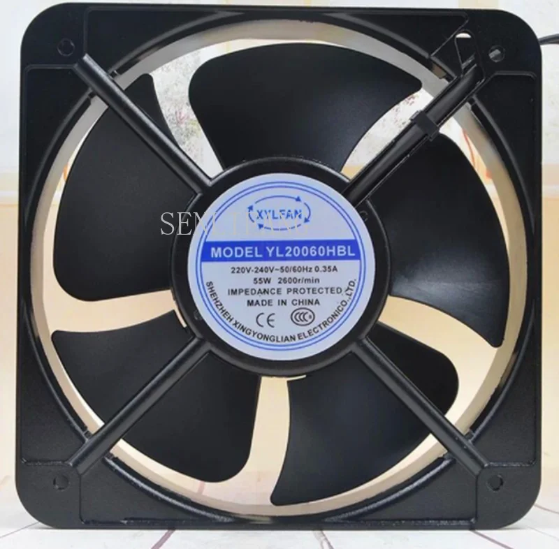 

Free shipping YL20060HBL AC 220V-240V 0.35A 50/60HZ 55W 2600RPM 2 Wires Double Ball Bearing AC Cooling Fan