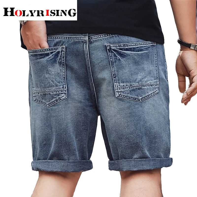 Holyrising/Новые мужские джинсовые шорты повседневные с дырками размеры 30 46 короткие