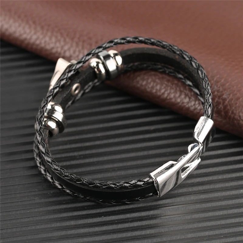 Cool Skull Punk Leather Ropes Men Bracelet Fashion Young Boys Bangle Accessory |