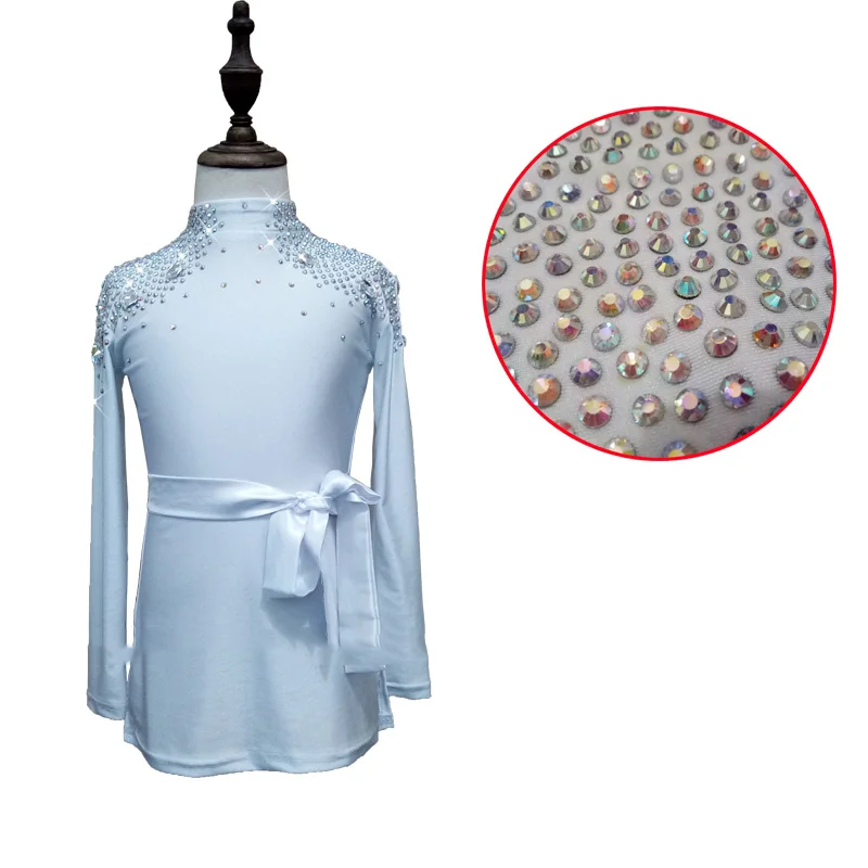 White Nylon Новинка года для Бальных и латиноамериканских танцев рубашки для мальчиков для мужчин корейский бархат с длинным рукавом взрослых Одежда сцены конкурс - Цвет: White Nylon