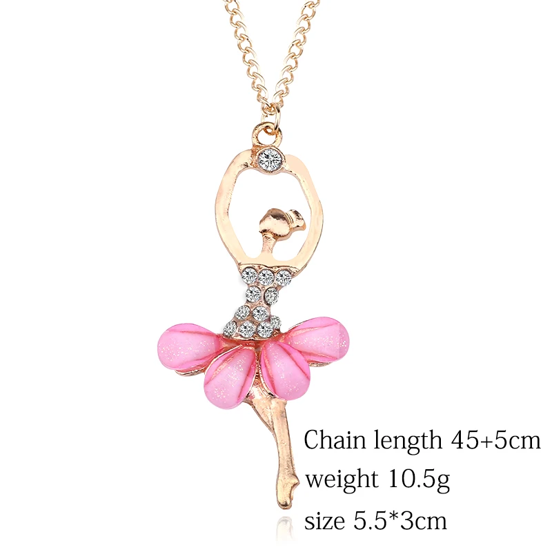 

Colorful Crystal Ballet Dancer Pendants Necklaces For Girls Gold Fairy Princess Choker Necklace Women Female Jewelry Collar DIY