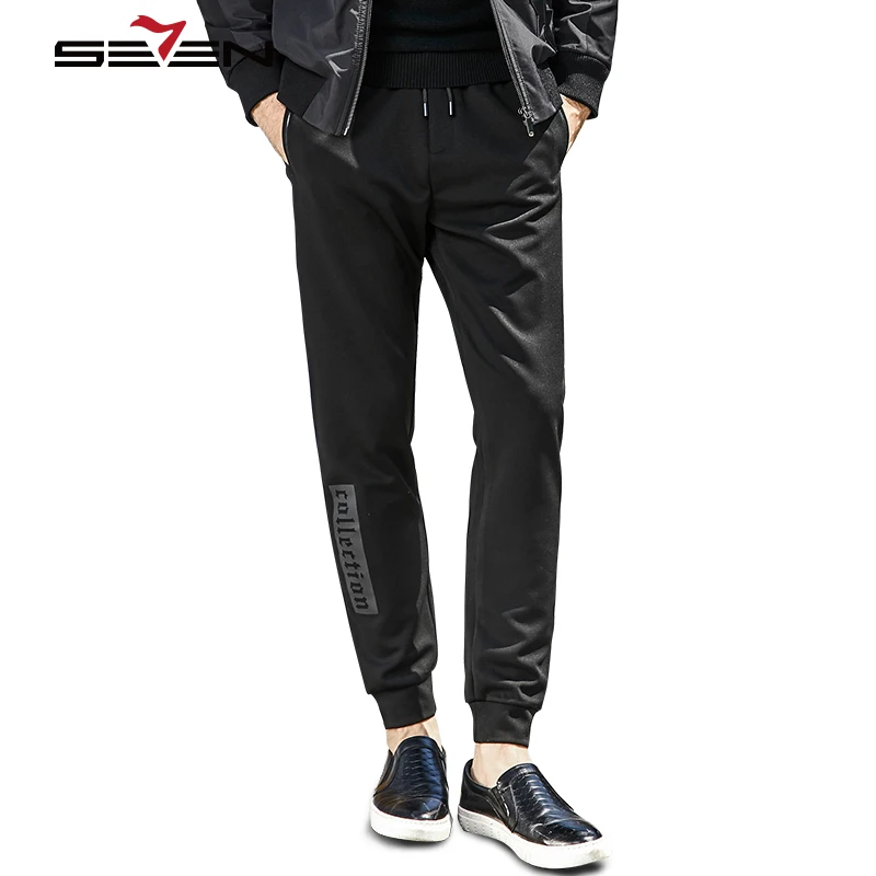 

Seven7 Brand Black Jogger Pants Men Cotton Casual Streetwear Long Pants High Waist Workout Male Sweatpants Trousers