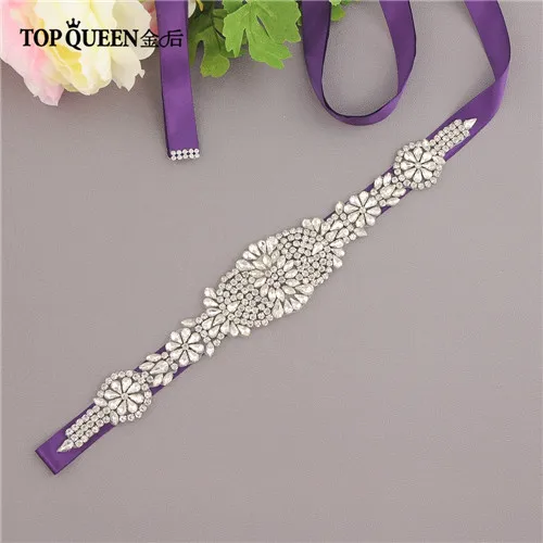 Purple TOPQUEEN S123 Свадебные ремни с бриллиантами свадебные аксессуары ремни для женщин Свадебное платье пояс для невесты - Цвет: Purple