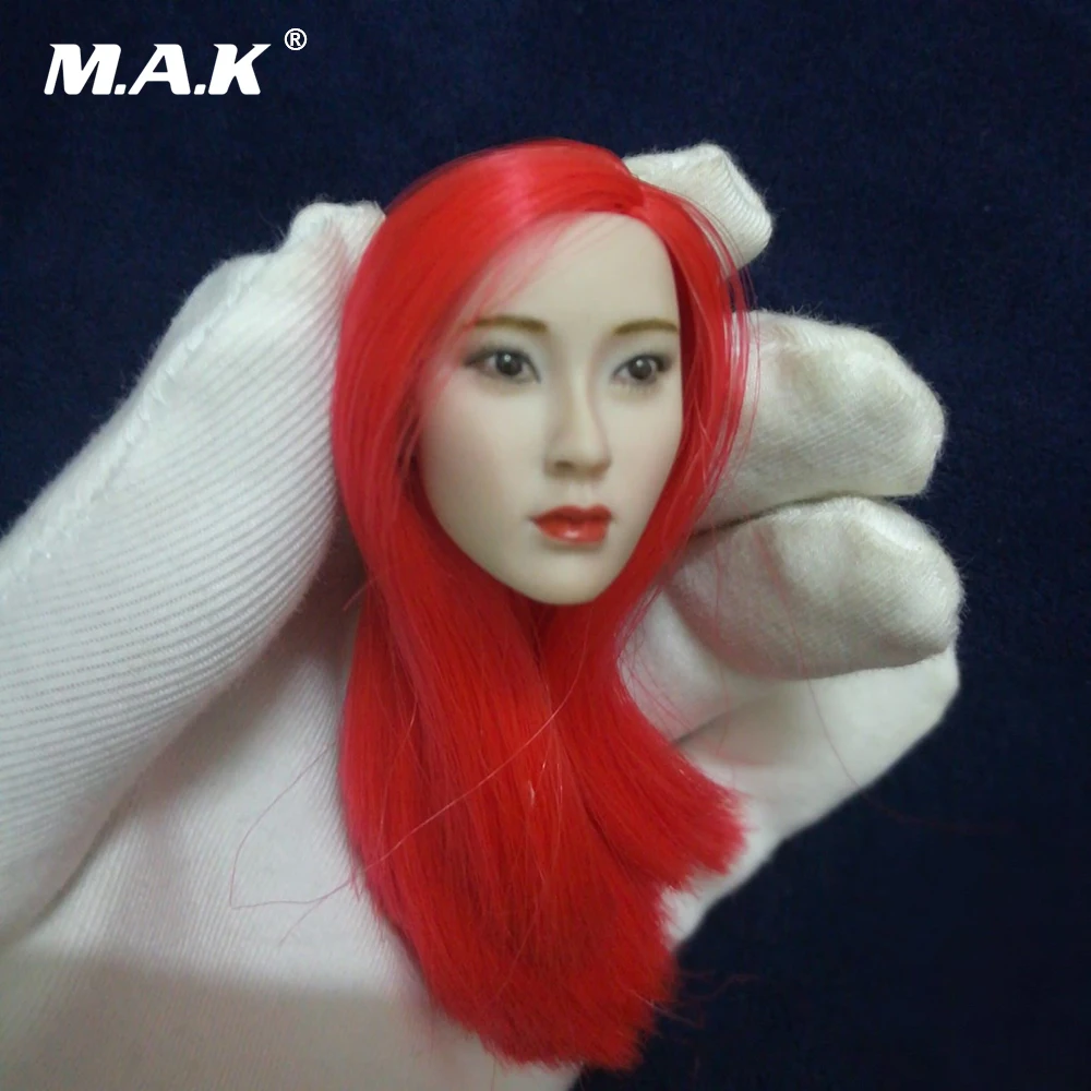 С красными волосами 1:6 весы девушка Headsculpt лепить модель для детей возрастом от 12