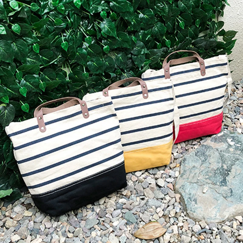2018 южнокорейская Холщовая Сумка на одно плечо женская сумка в полоску дамская