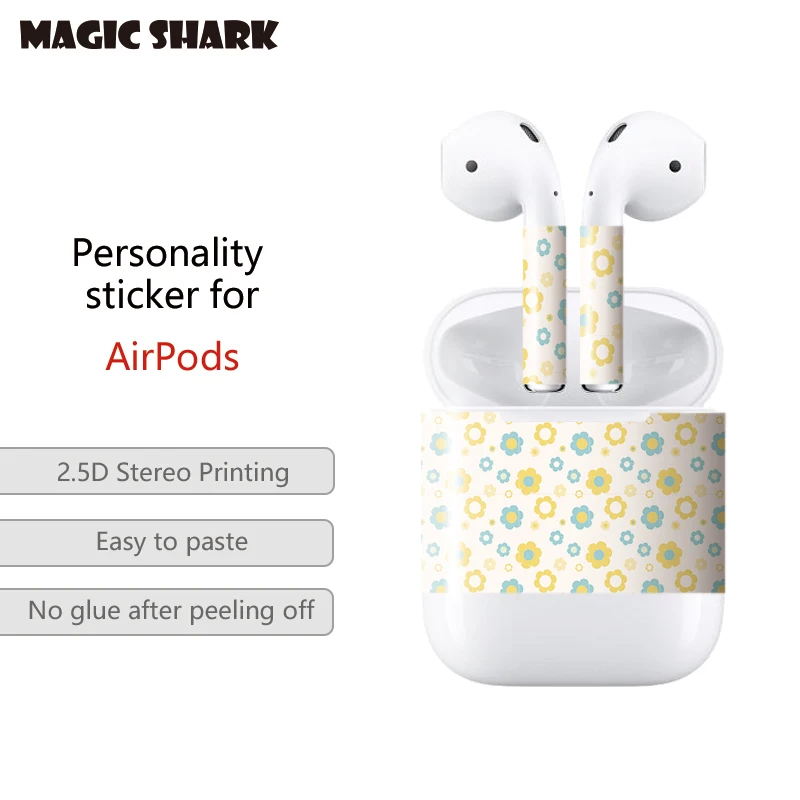 Волшебная Акула модная наклейка в горошек для Apple AirPods скины пленка беспроводные