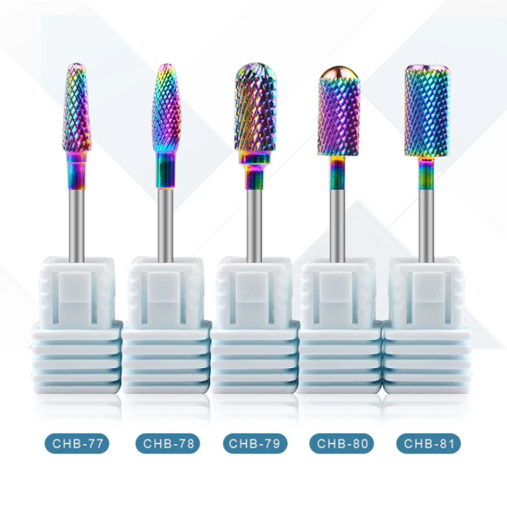 5 style Blue Tungsten Round Flame Carbide Burrs Nano Coating Nail Drill Bit Metal Bits Manicure Electric Accessories | Красота и