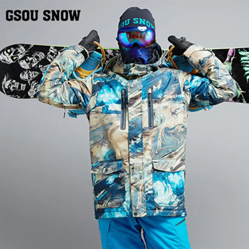 2017 куртка мужская для сноуборда GSOU SNOW горнолыжный костюм мужской горные лыжи
