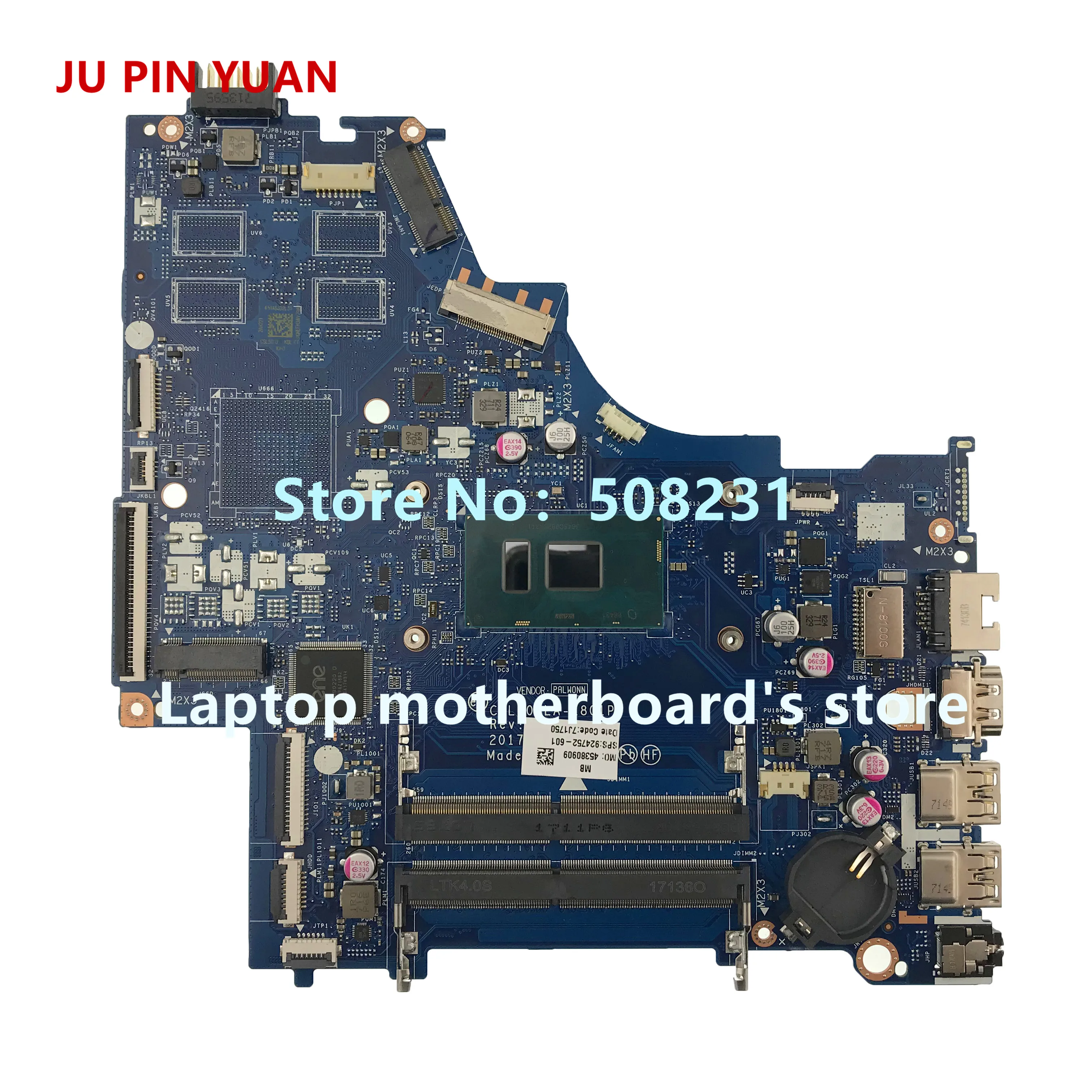 JU PIN YUAN 925525-601 0P2 DA00P2MB6D0 Laptop motherboard For HP 240 G6 Laptop 14-BW Notebook PC E2-9000 fully Tested