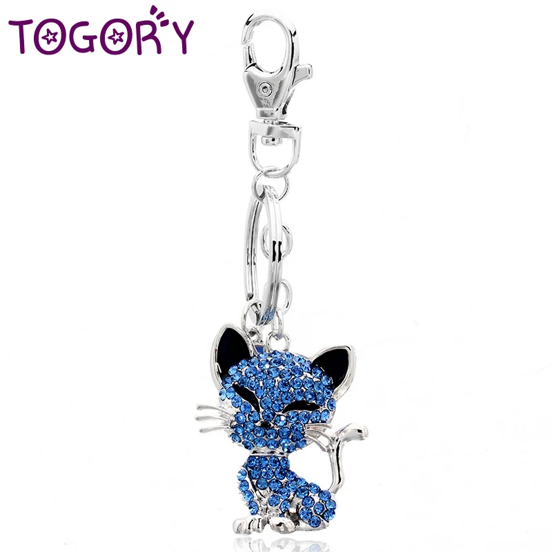 TOGORY улыбка кошка опалы Кристалл Эмаль Сумочка брелок для автомобиля кошелек