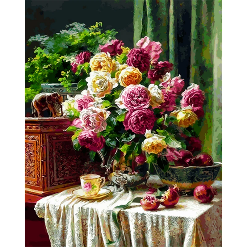 YIKEE декоративный холст Картина маслом по номерам краска взрослые цветы|Картины
