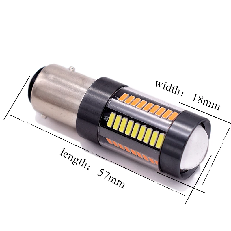 2шт 1157 Янтарный Белый Switchback светодиодный BAY15D 4014 66SMD стоп сигнал лампа с объективом