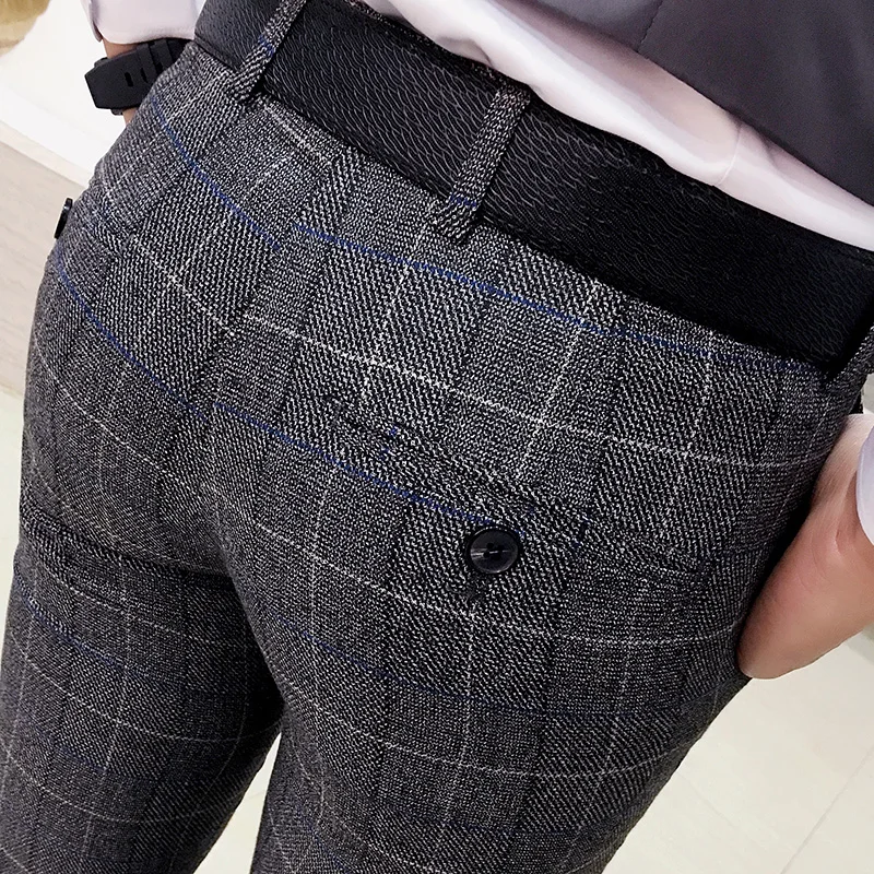 

2019 New Men's Boutique Fashion Plaid Formal Business Suit Pants / Wedding Dress Men's Suit Pants Male Casual Plaid Trousers