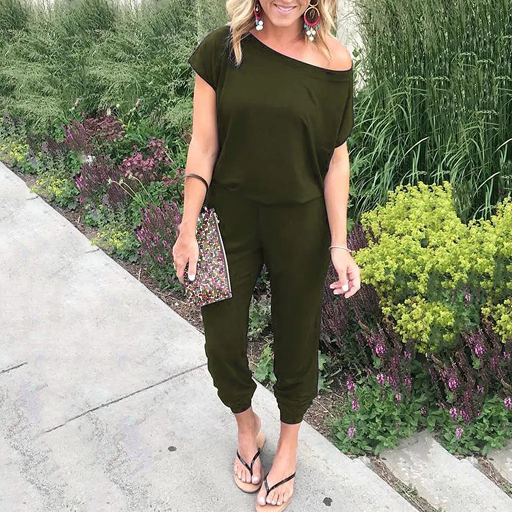 JAYCOSIN 2019 Новый женский повседневный комбинезон на одно плечо с широкими штанинами