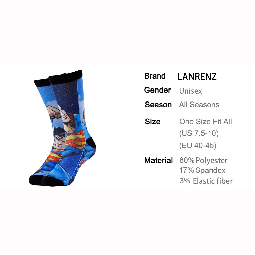 2020 Superhero Superman Print Men and women fashion Funny socks 3d printed 200 knitting oil painting compression | Мужская одежда