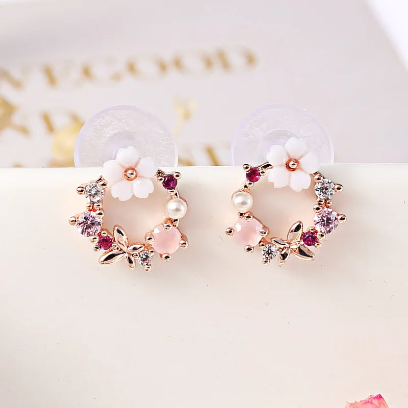 2019 Новые Красочные Стразы венок серьги со шпилькой для женщин ювелирное изделие