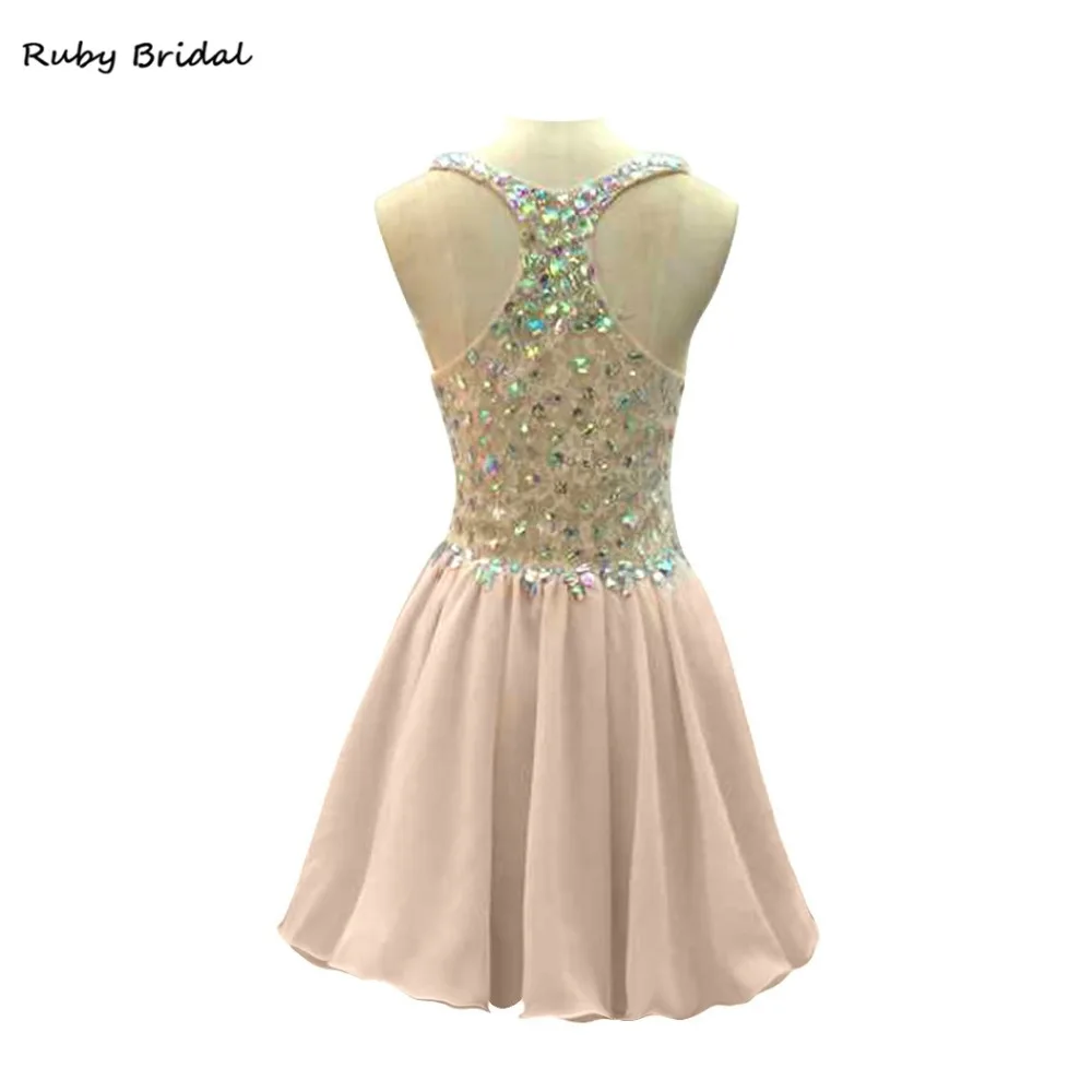 Ruby Bridal 2017 Vestidos De Fiesta шифоновое кружевное ТРАПЕЦИЕВИДНОЕ мини платье для