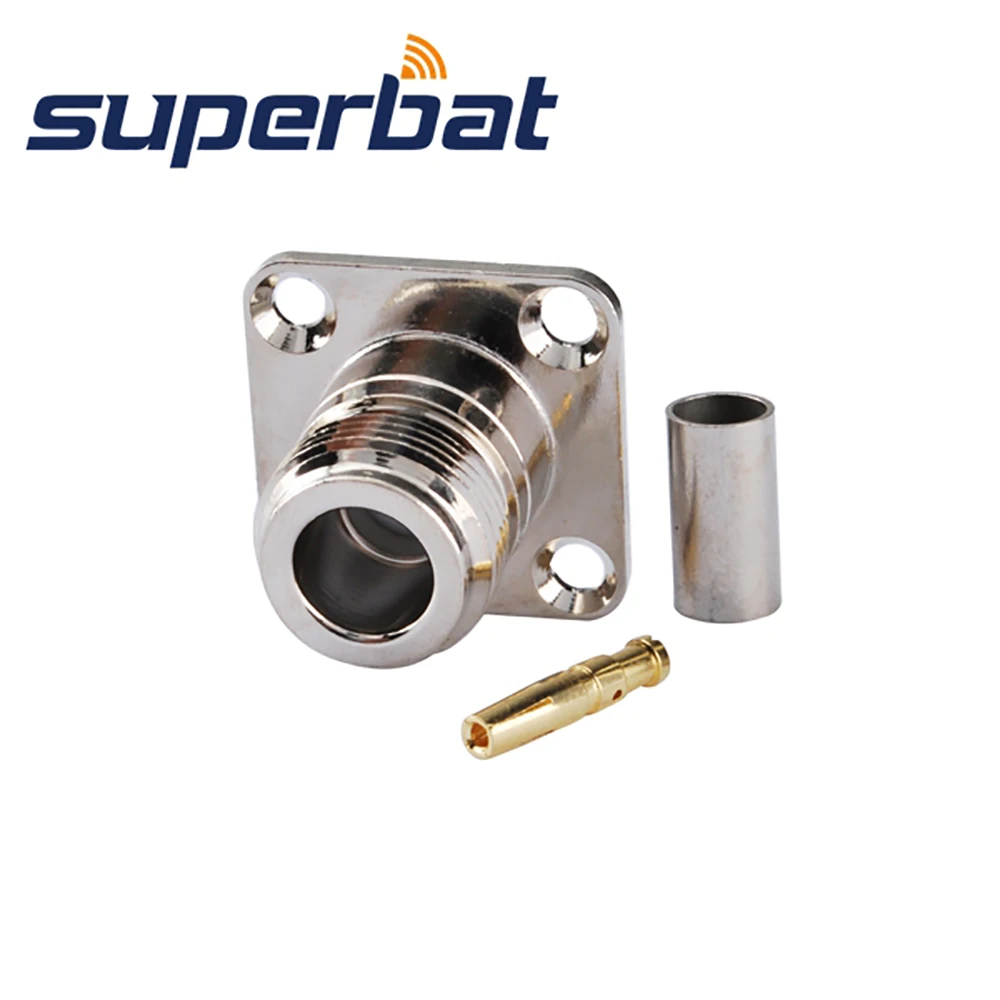 Superbat N Crimp Female with 4 hole Panel Mount RF Coaxial Connector for Cable RG58 RG142 RG400 LMR195