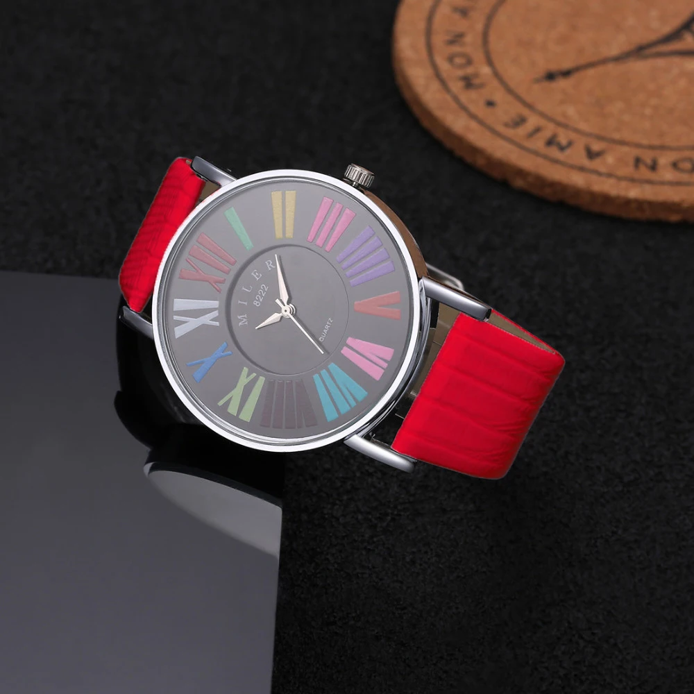 MILER многоцветные римские цифры часы женские кожаные модные reloj mujer|feminino|feminino relogio |