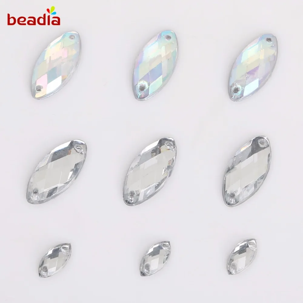 Новое поступление прозрачные камни в форме листа 5*10/7*15/9*18 мм 2 отверстия
