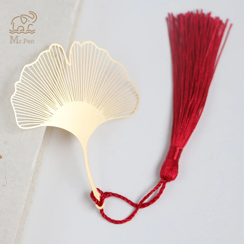 

Golden Hollow Ginkgo Biloba Metal Bookmark with Tassel Stationery Book Clip Office Accessories School Supplies Teacher Gifts