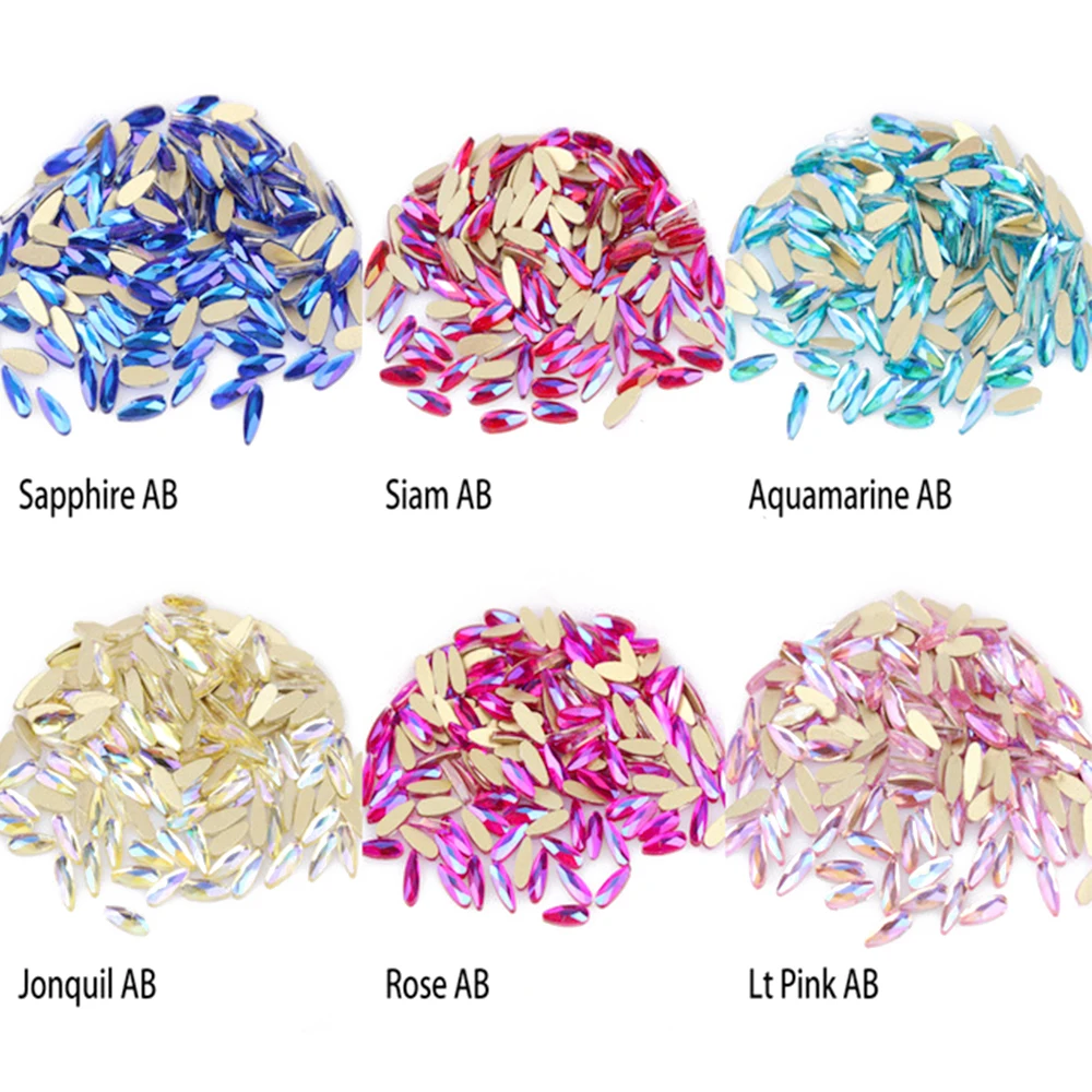 Flatback Water Drop 2x6mm 30/100pcs/lot Nails Art Rhinestone Colorful AB Stones For 3D Nail Art Decoration Free shipping