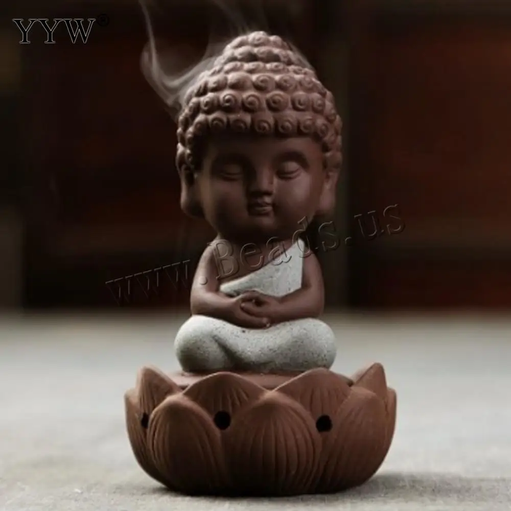 

Buddha Statue Incense Burner Ceramic Incense Cones Holder Home Decor Vintage Monk Incienso Aromatherapy Censer Porte Encens