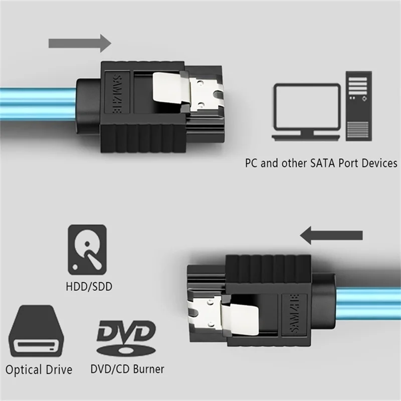 SAMZHE SATA III 6 0 Гбит/с кабелем с закрывающая защелка для жесткого диска SSD DVD PC