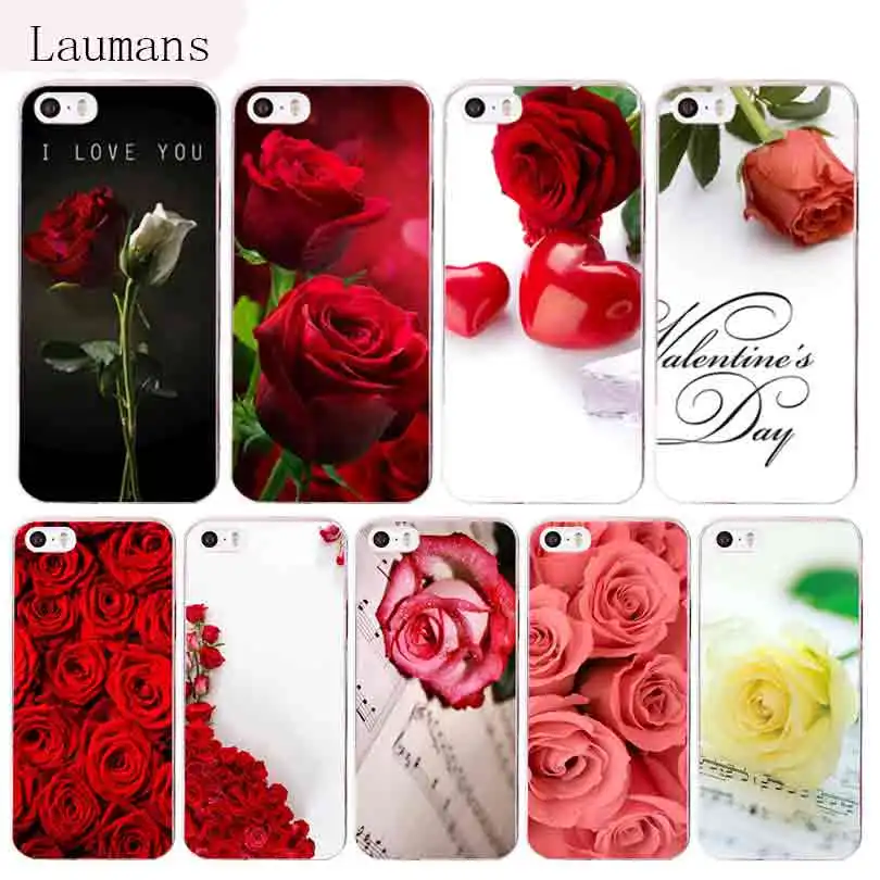 Laumans День Святого Валентина розы цветы прозрачный чехол для Apple iPhone 8 7 6 S Plus X 5 5S SE 5C