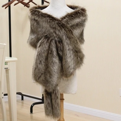 MIARA.L Korean style extended shawl faux fur coat collar scarf imitation raccoon fox fake women for wholesale |