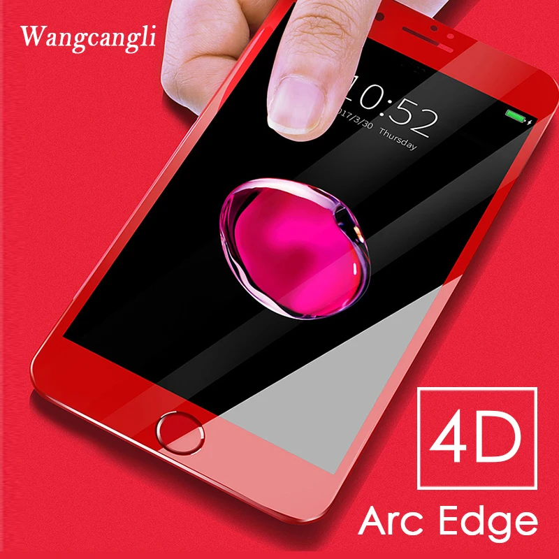 Закаленное стекло wangcangli 4D с полным покрытием для iPhone 6 6S 7 8 plus X Защитная пленка