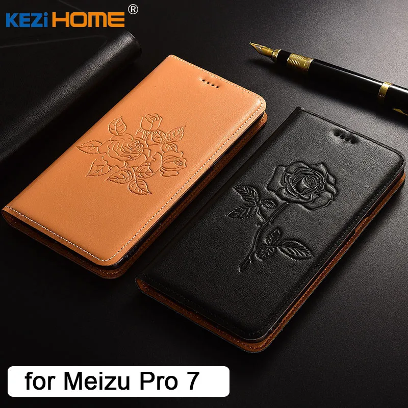 Чехол для Meizu Pro 7 флип-чехол из рельефной натуральной кожи мягкая задняя крышка