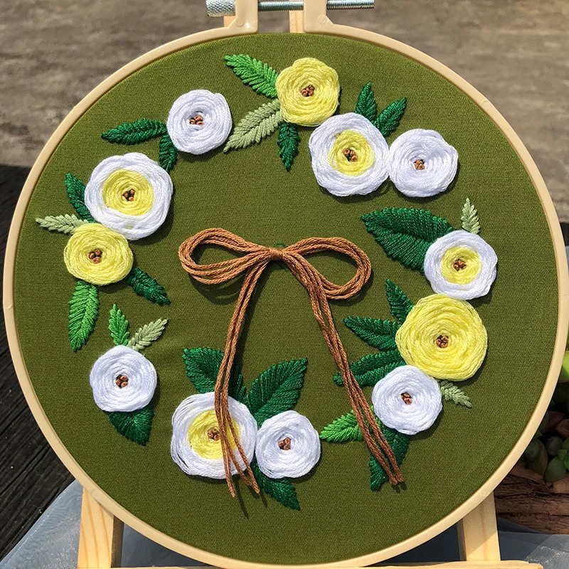 Hand Embroidery Kit 3d Novice Handmade Creative Diy Flowers European Materials Include Tutorials |