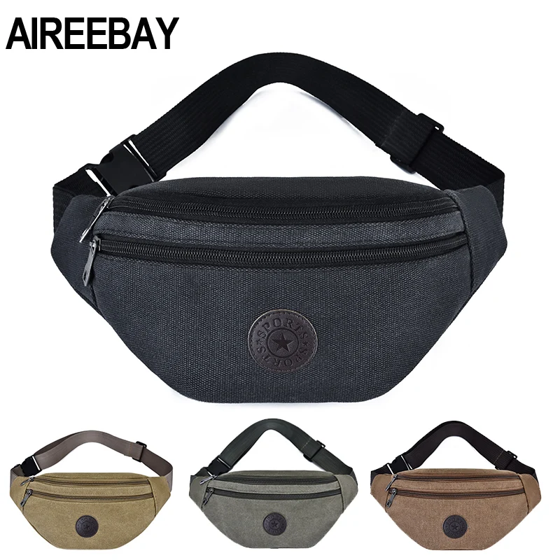 AIREEBAY большая поясная сумка холщовая многофункциональная уличная нагрудная