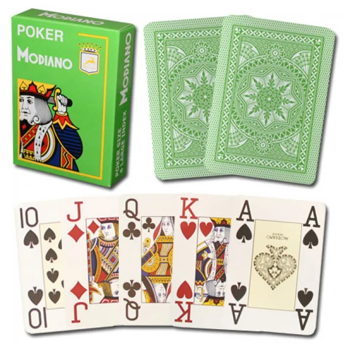 XF Modiano итальянская игра в покер игральные карты-красный покер Jumbo индекс-одна карточная колода- пластик Сделано в Италии - Цвет: Light Green