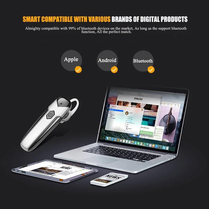 DUSZAKE Z8 Bluetooth Wireless Headset For Xiaomi Phone Handsfree Earphone with Mic for Moblie | Электроника
