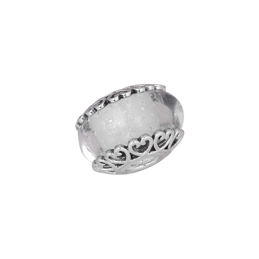 CKK Iridescent White Glass Charm Bead Fit Original Bracelets sterling silver jewelry woman DIY beads for making | Украшения и