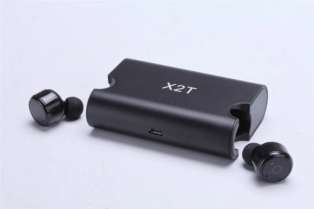 Black Sago bluetooth наушники X2T наушники мини настоящие Беспроводные наушники с зарядным устройством Bluetooth 4,2 наушники для iphone android - Цвет: Black