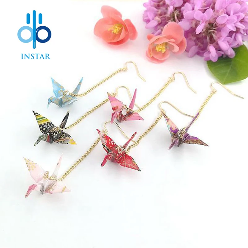 

1PCS Fashion Earring Women Boucle D'oreille Femme 2019 Handmade Origami Thousand Paper Crane Popular Earrings for Women