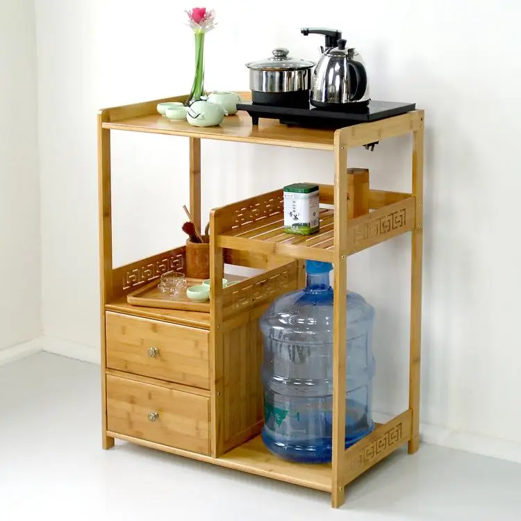 Simple bamboo sofa side mini coffee table tea rack tea cabinet removable side cabinet tea table corner table burning table