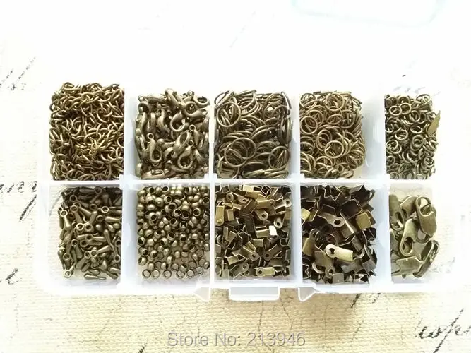 

Набор ювелирных изделий (для браслета DIY ~) 1200 шт./компл., набор винтажных бронзовых комплектующих, Смешанный 10 видов стилей