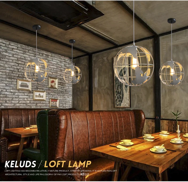 American industry style retro black white pendant lamp E27 vintage droplight for dining room kitchen restaurant | Освещение