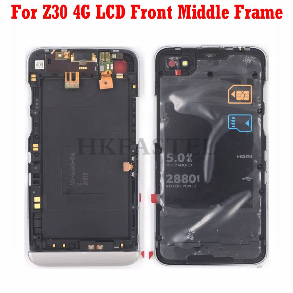Hkfatel корпус для BlackBerry Z30 4G Передняя ЖК средняя рамка Крышка Запасная часть