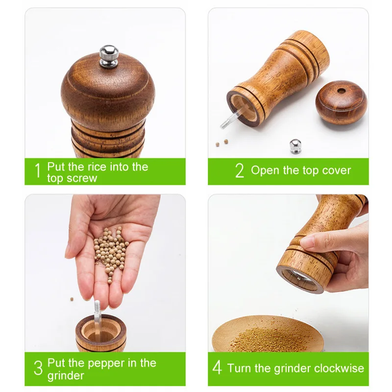 1 шт. соль и перец мельница Керамика шлифовальная машина деревянная ручной