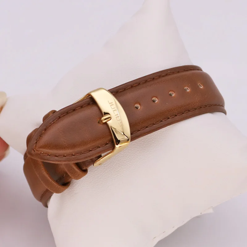 Мужские часы Julius с автоматической датой модные квадратные кожаные в ретро стиле