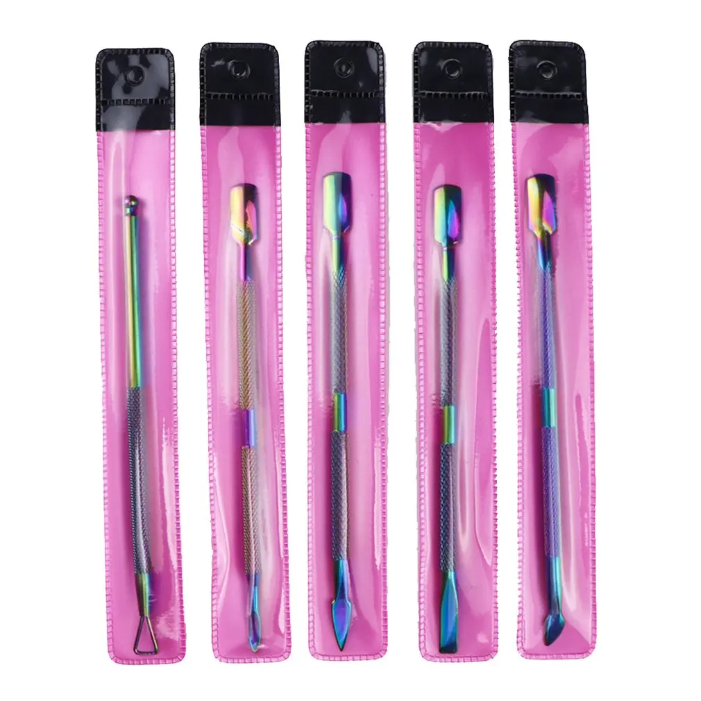 

Rainbow Cuticle Pusher Stainless Steel Cuticle Remover and Cutter Manicure Nail Art Tool Set Professional Cuticle Nippers